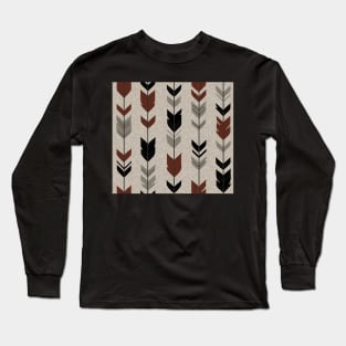 Arrow Feathers - Redstone Canyon - Maroon Black And Beige Long Sleeve T-Shirt